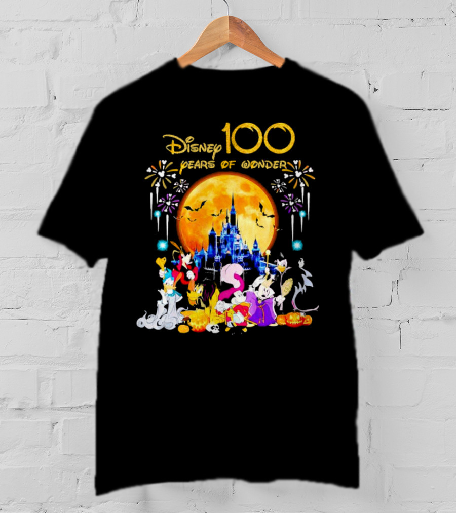 Disney 100 Years Of Wonder Halloween Castle And Characters T-Shirt