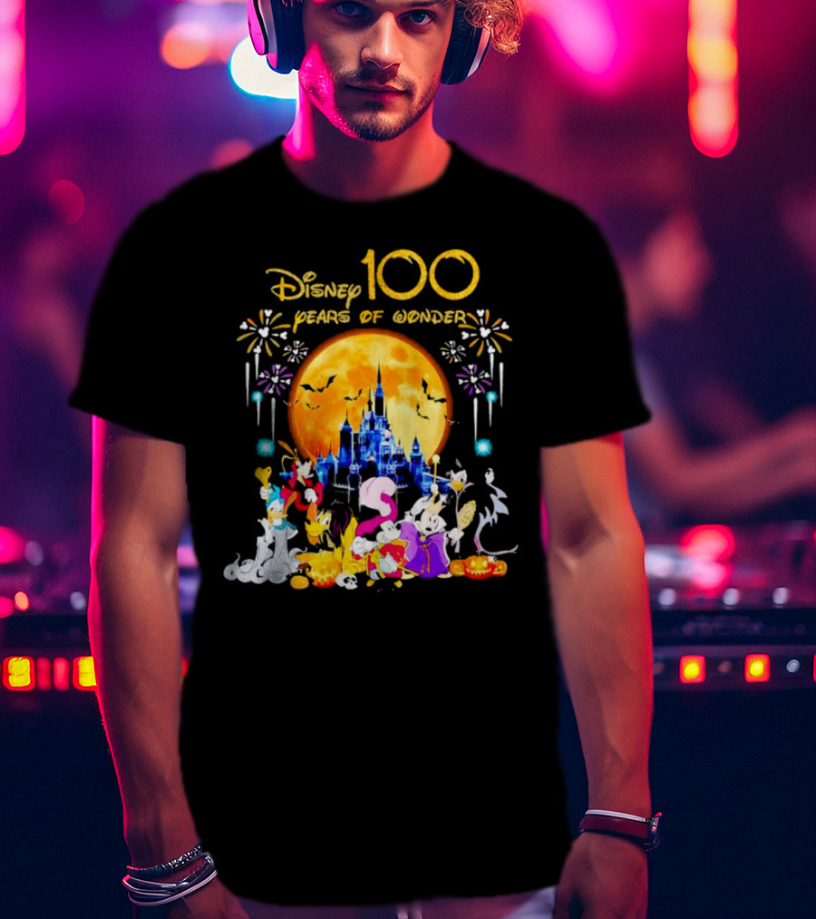 Disney 100 Years Of Wonder Halloween Castle And Characters T-Shirt