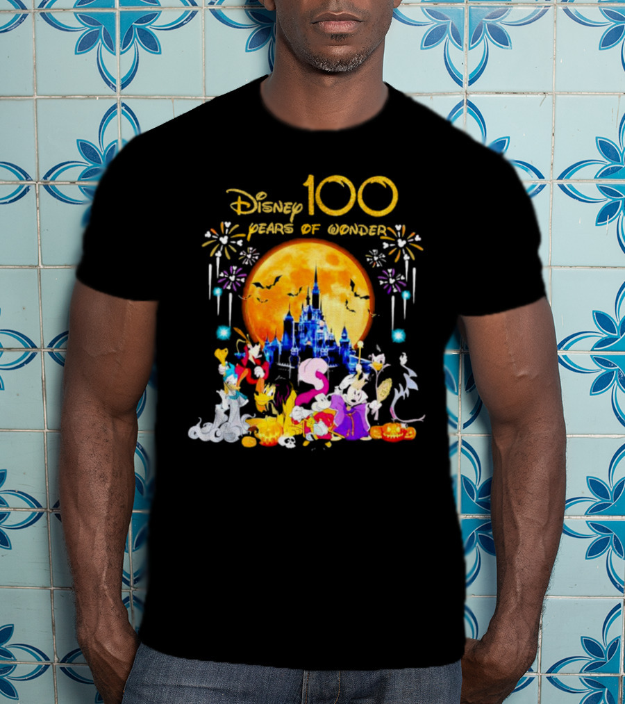 Disney 100 Years Of Wonder Halloween Castle And Characters T-Shirt