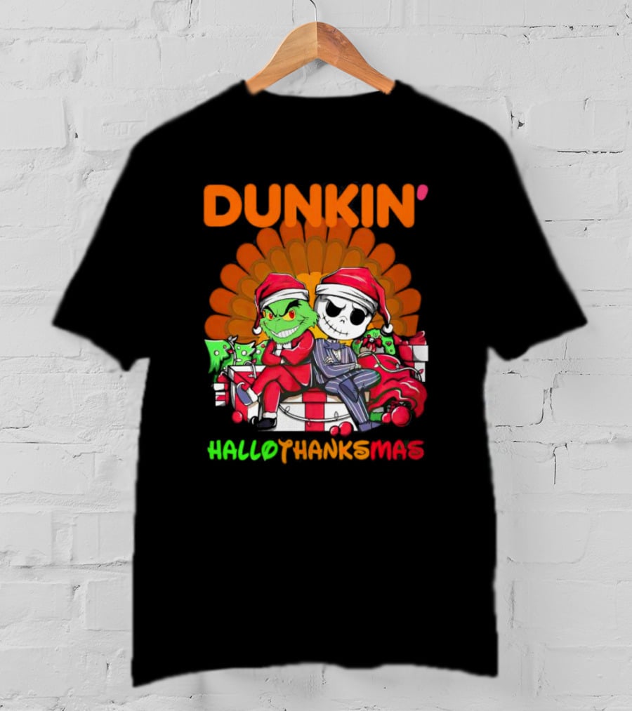 Grinch Jack Skellington Dunkin Hallo Thanks Mas T-Shirt