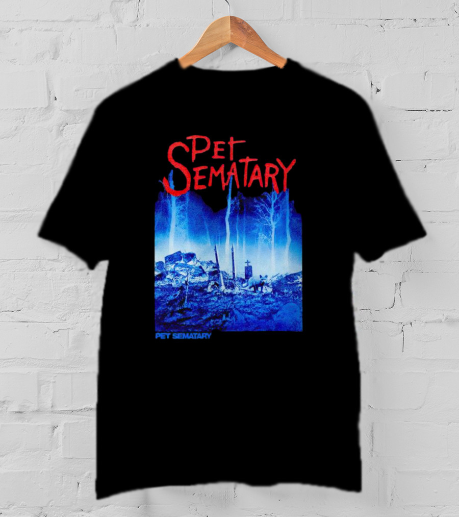 Pet Sematary Haunted Burial Ground Blue Forest Scene With Gravemarkers T-Shirt