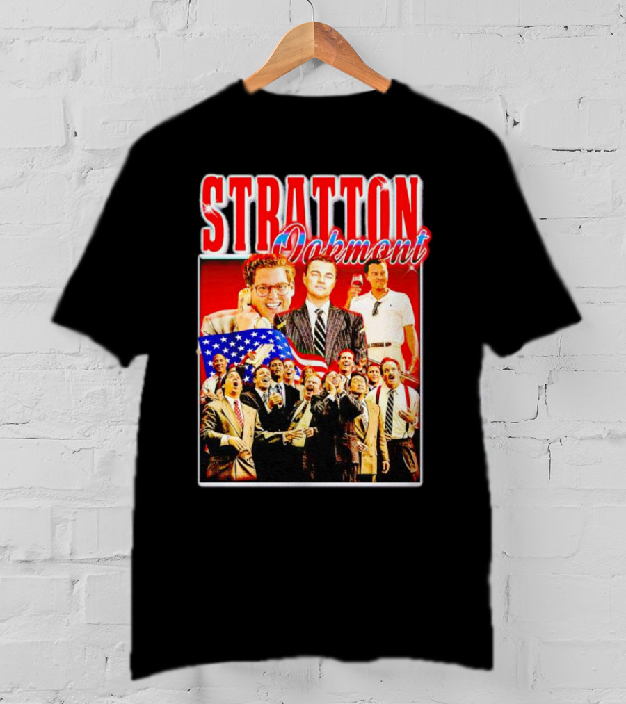 Stratton Oakmont Wall Street Patriotic Collage Scene T-Shirt
