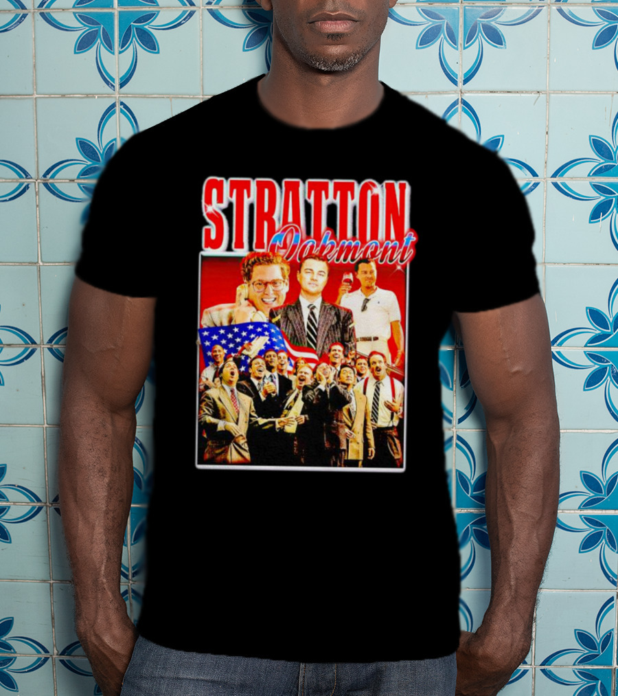 Stratton Oakmont Wall Street Patriotic Collage Scene T-Shirt