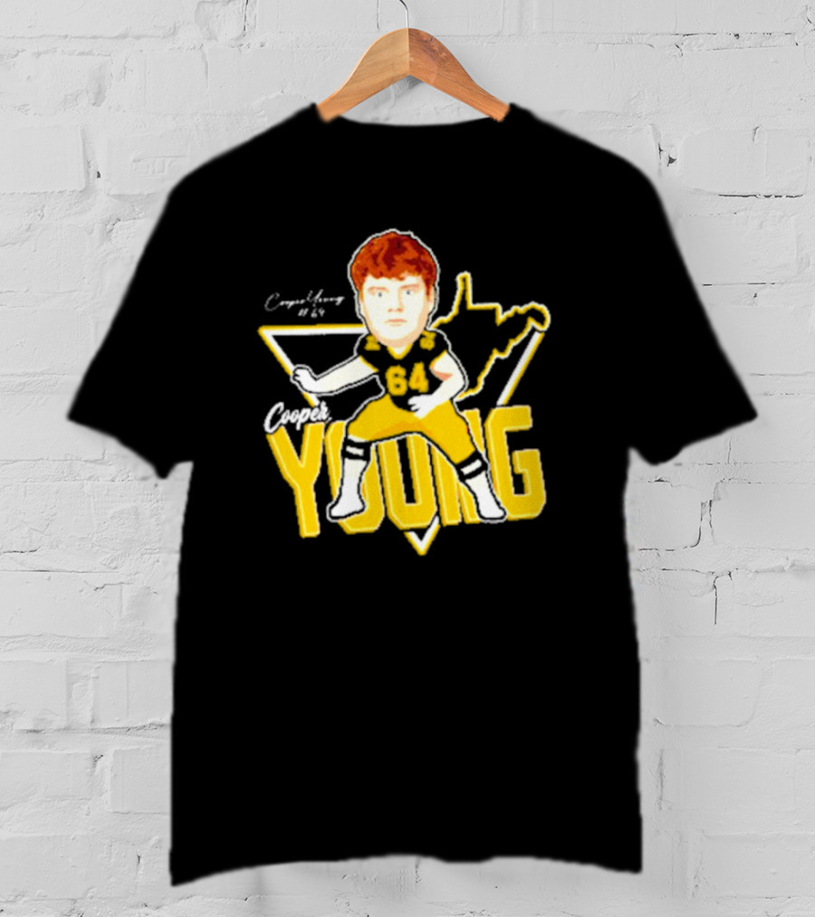Cooper Young 64 Caricature Signature Football T-Shirt