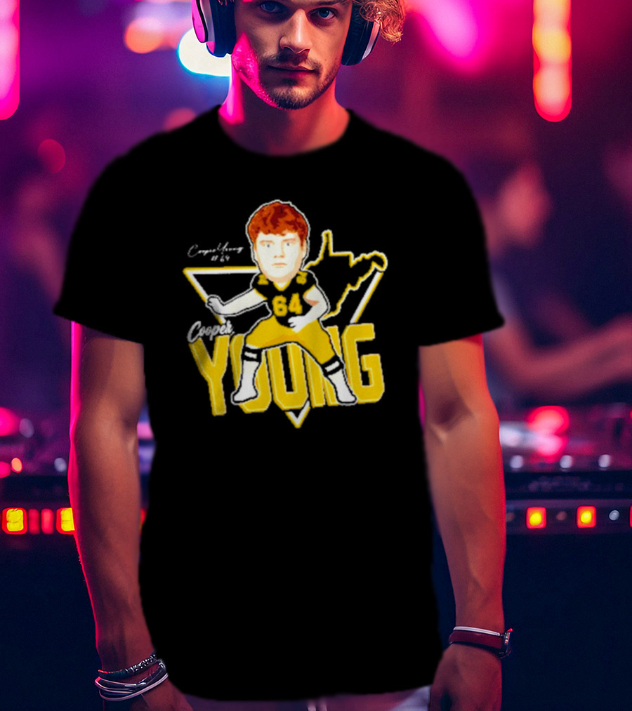 Cooper Young 64 Caricature Signature Football T-Shirt