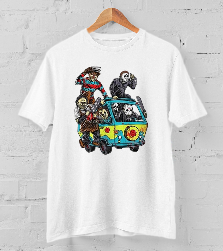 Horror Movie Characters Spooky Van Halloween Adventure T-Shirt