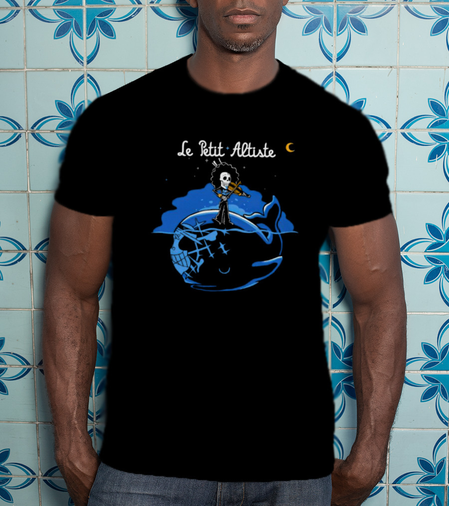 Le Petit Altiste Skeleton Violinist On Whale Under Moon T-Shirt