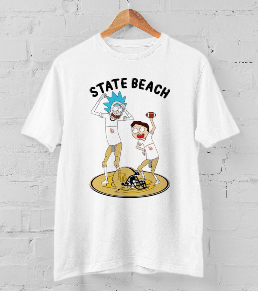 State Beach Long Beach Rick And Morty Dancing Football Helmet T-Shirt