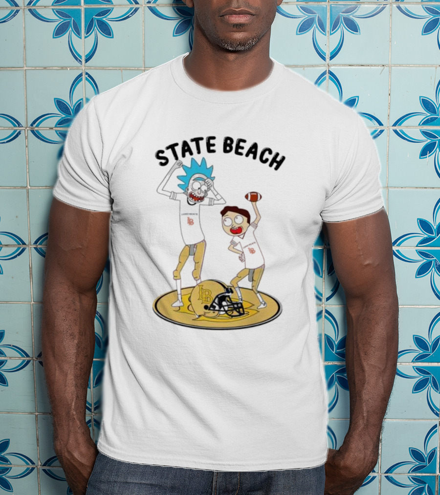 State Beach Long Beach Rick And Morty Dancing Football Helmet T-Shirt