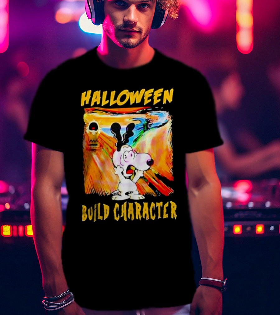 Halloween Build Character Snoopy Scream Painting T-Shirt