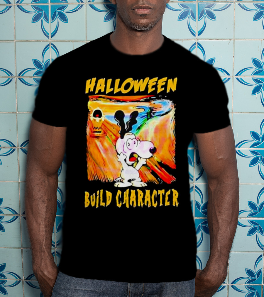 Halloween Build Character Snoopy Scream Painting T-Shirt