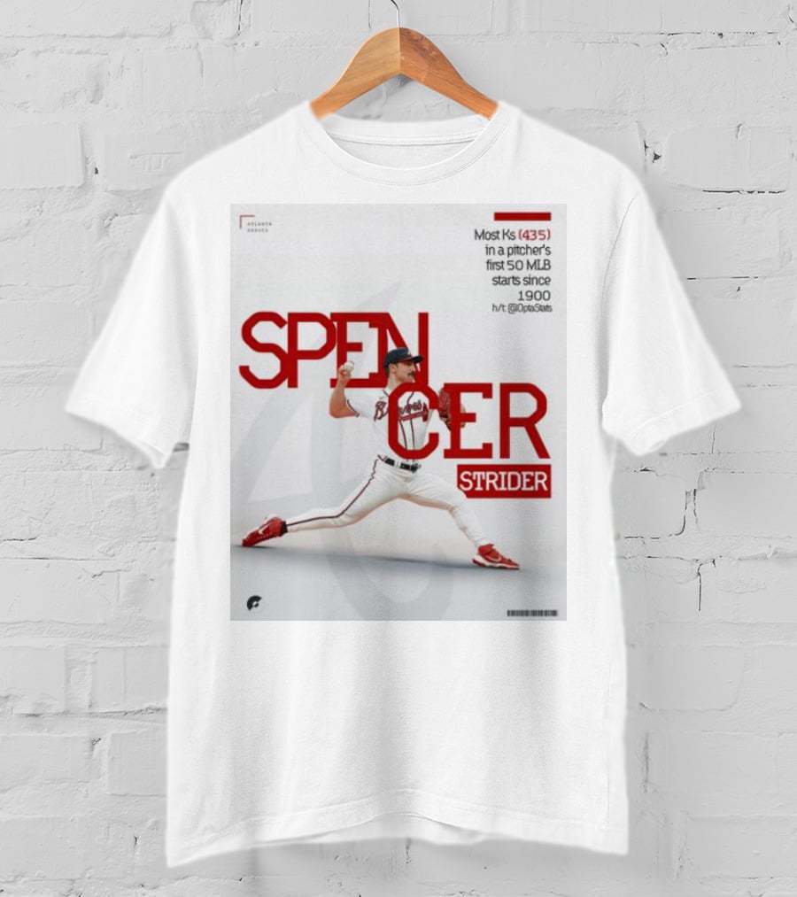 Spencer Strider Atlanta Braves Most Ks 435 In First 50 MLB Starts Since 1900 T-Shirt