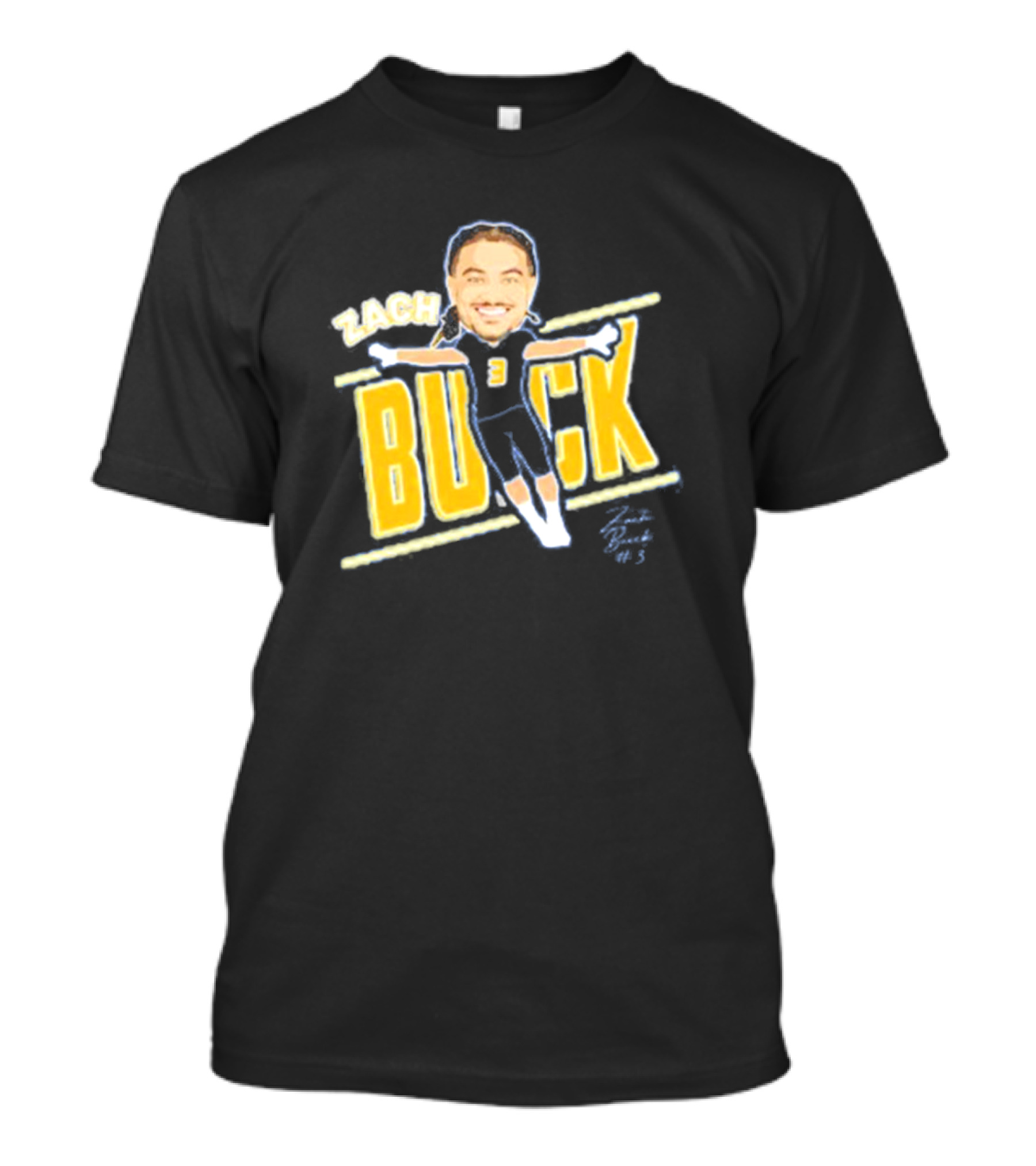 Zach Buick Caricature Signature Celebrating Number 3 T-Shirt