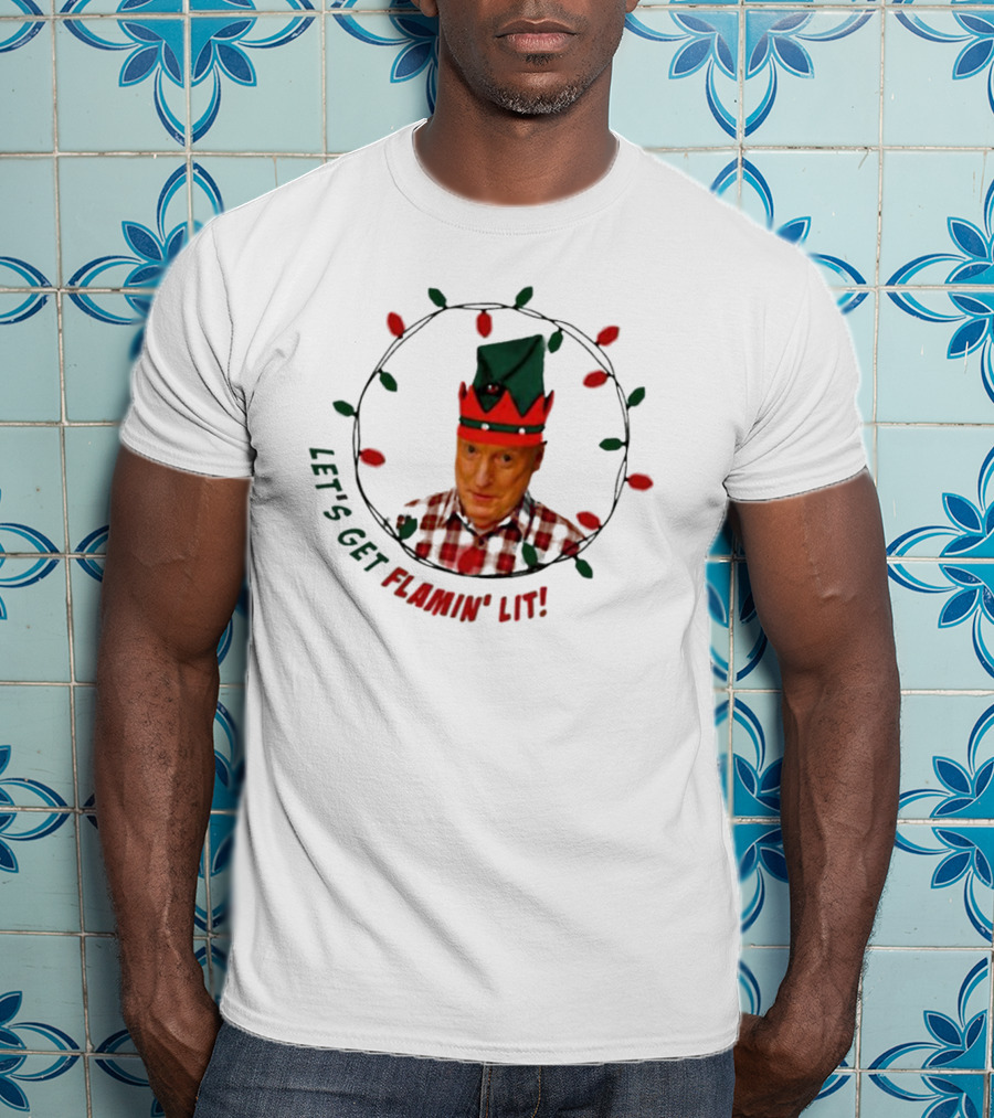 Let’s Get Flamin’ Lit Christmas Elf With Lights T-Shirt