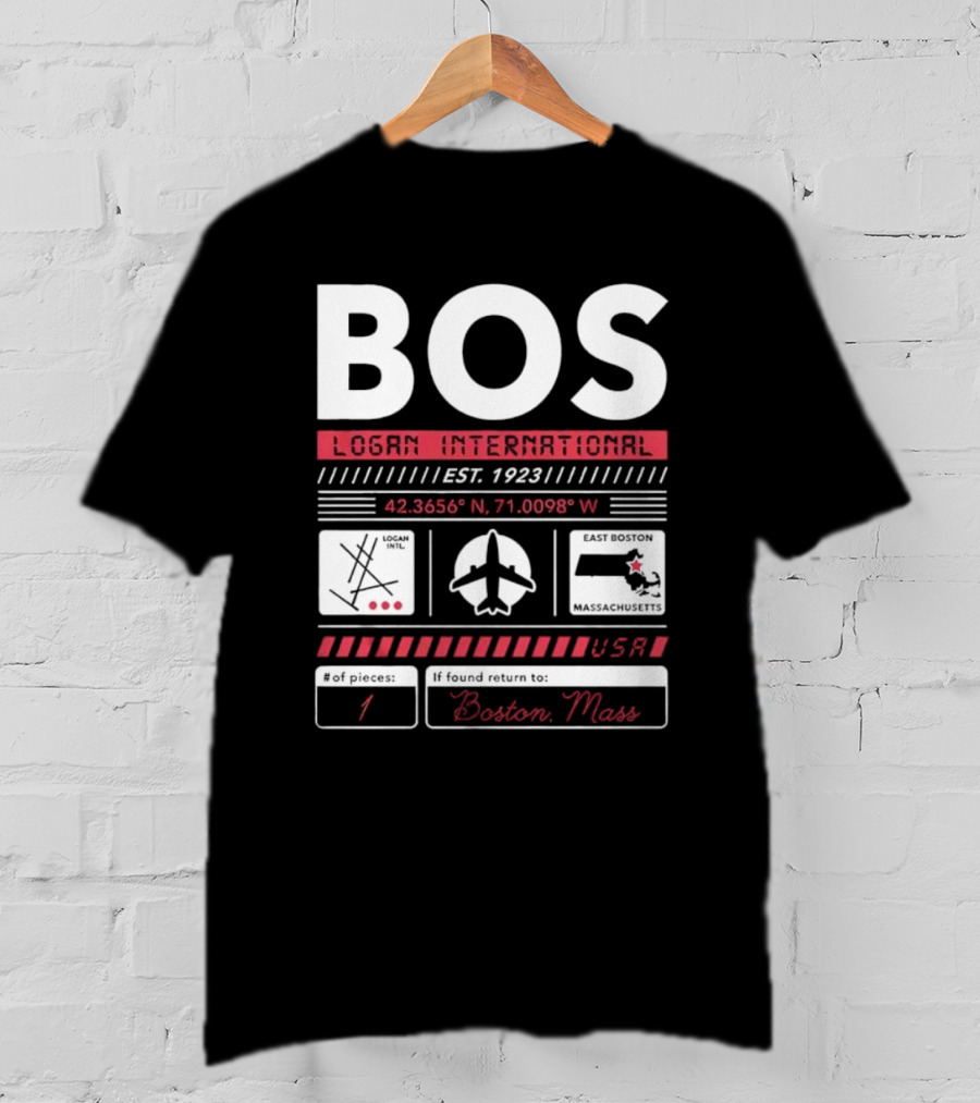 BOS Logan International Airport Est. 1923 Boston Massachusetts USA T-Shirt