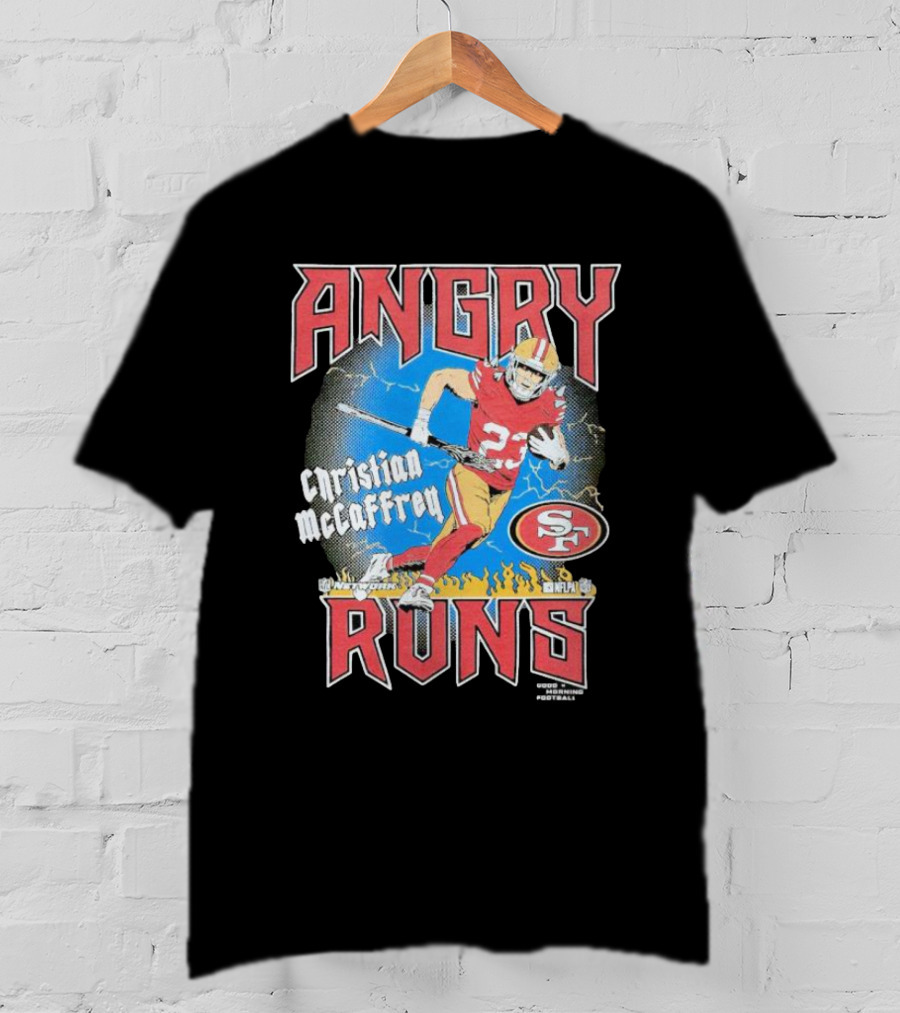 Christian McCaffrey Angry Runs NFL Football 49ers Iconic T-Shirt