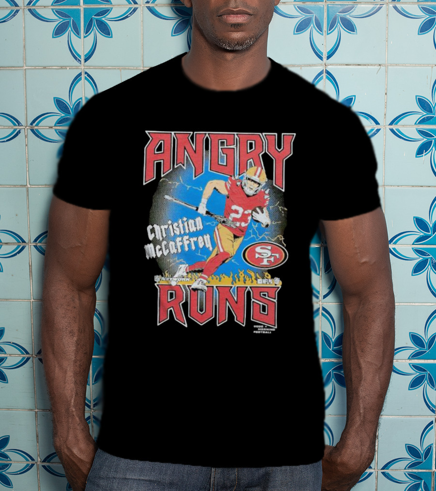 Christian McCaffrey Angry Runs NFL Football 49ers Iconic T-Shirt