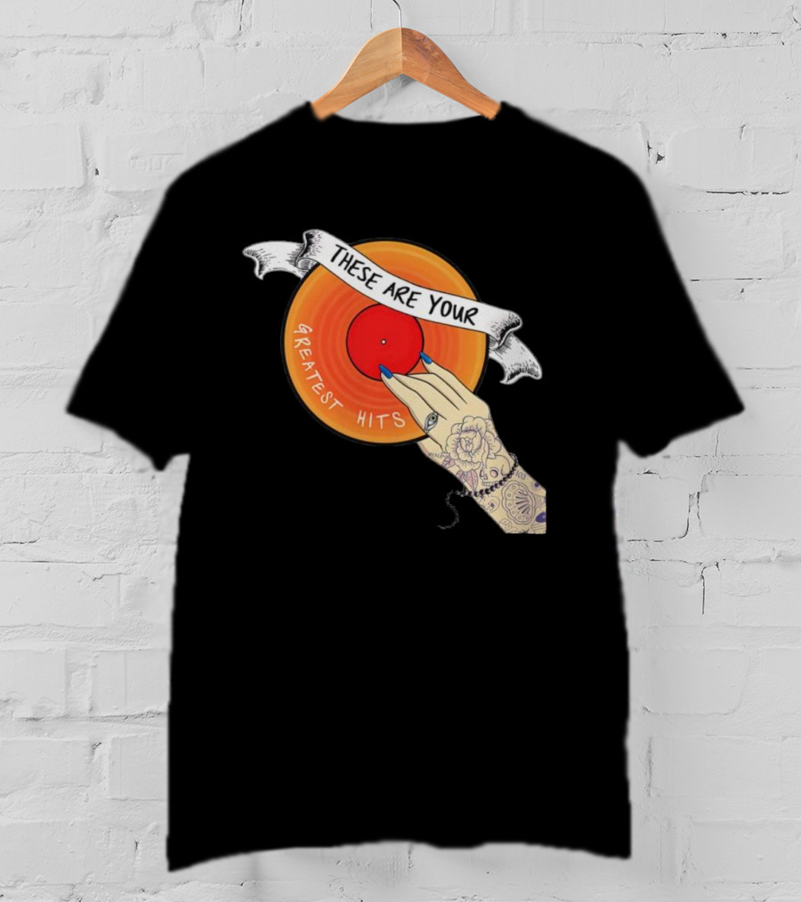 Men's Greatest Hits Vinyl Record Tattoo Hand T-Shirt