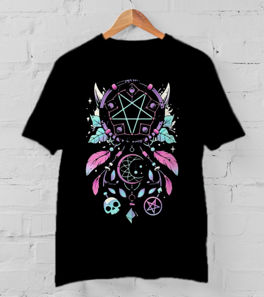 Nightmare Catcher Halloween Pentagram Skull Moon T-Shirt