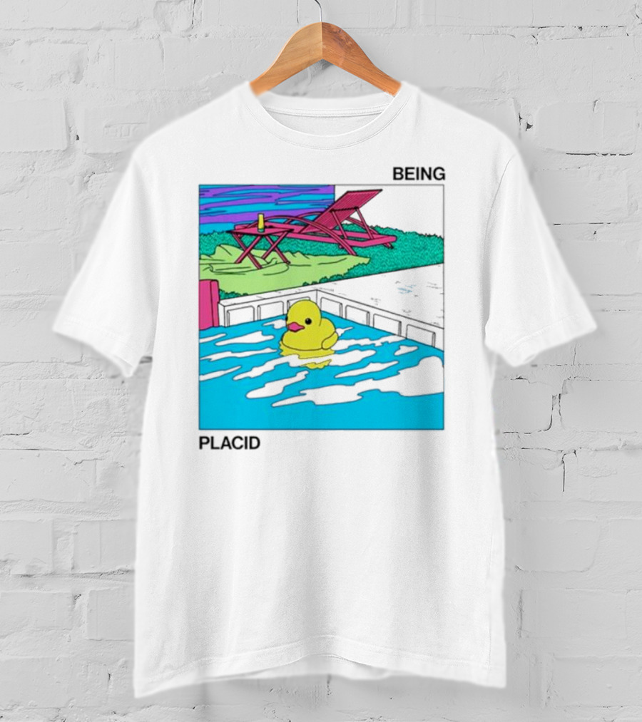 Being Placid Duck Pool Lounger Scene T-Shirt