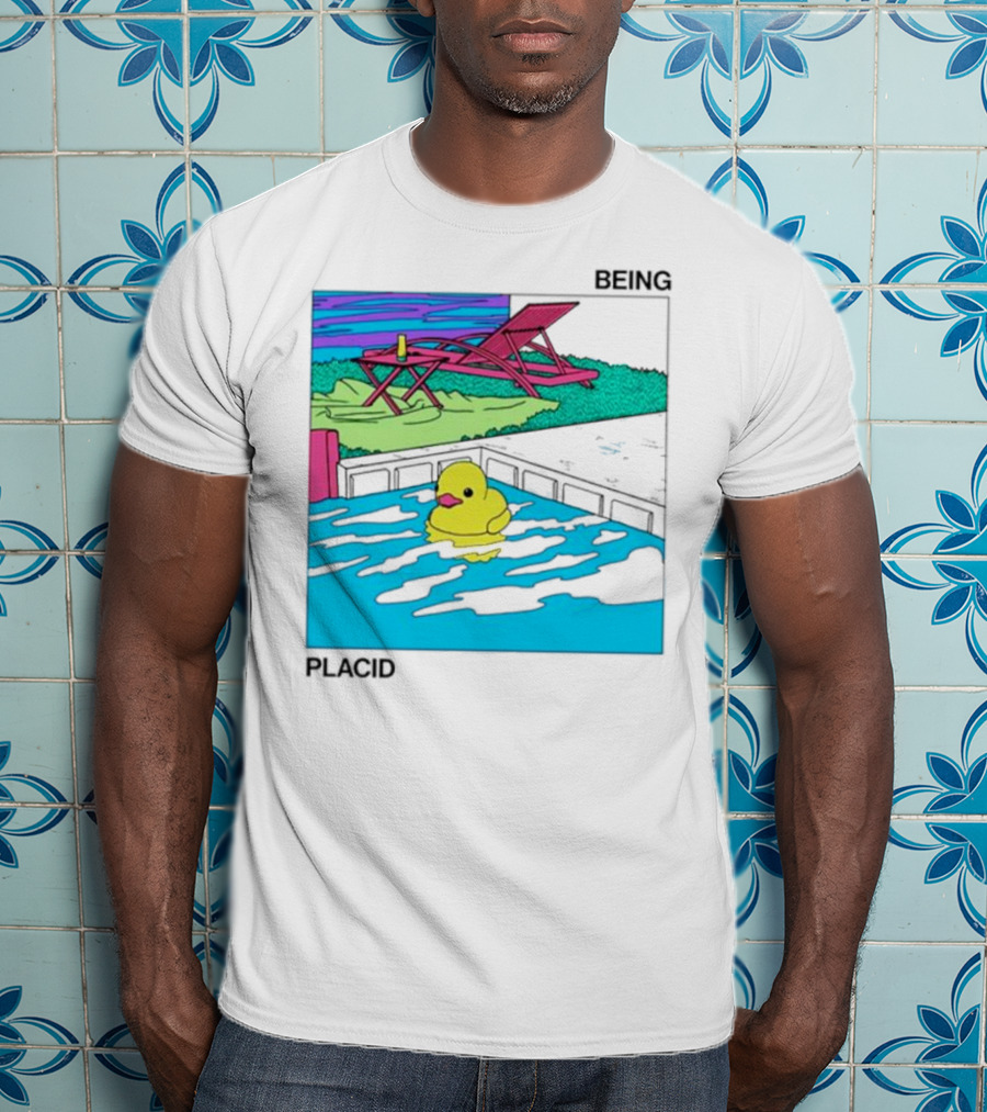 Being Placid Duck Pool Lounger Scene T-Shirt