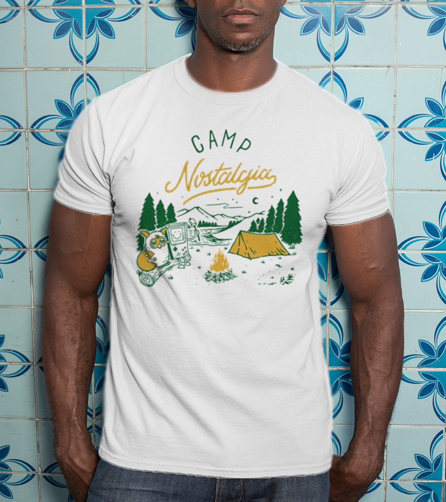 Camp Nostalgia Campfire Tent Forest Night Scene T-Shirt