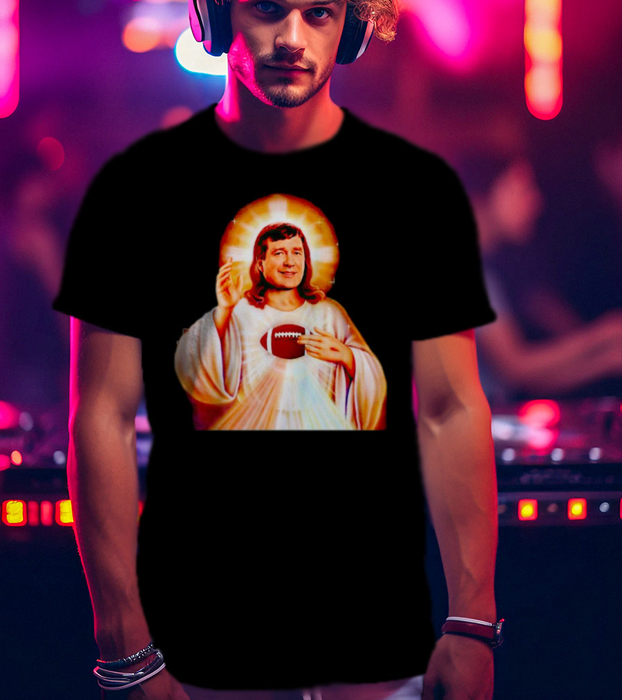 Church Of Smart Jesus With Football Halo T-Shirt