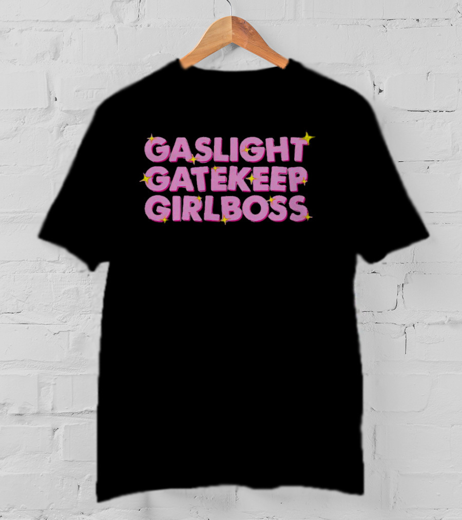 Gaslight Gatekeep Girlboss Pink Stars Trend T-Shirt