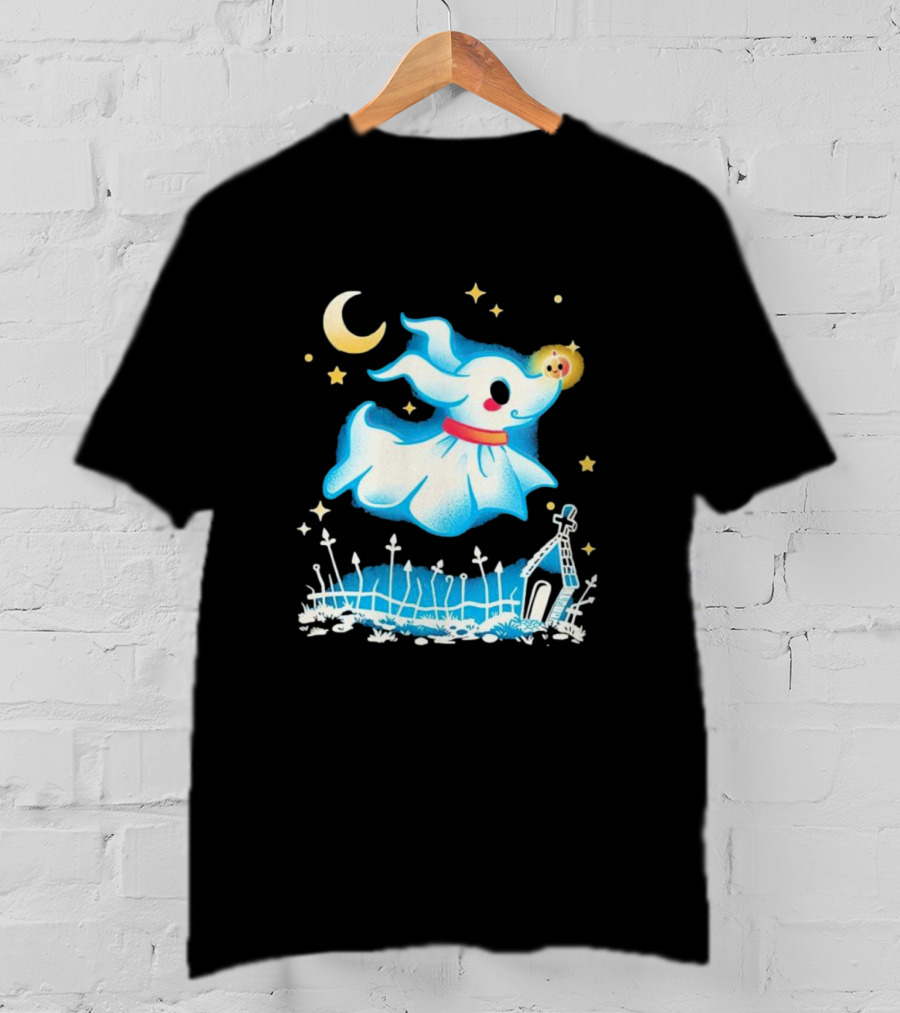 Ghost Dog Halloween Moonlight Graveyard Night T-Shirt