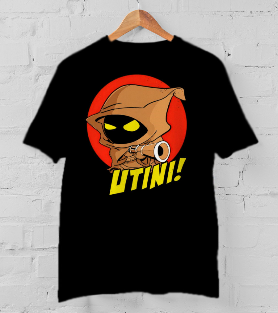 Jawa Star Wars Utini Character With Hood And Yellow Eyes T-Shirt