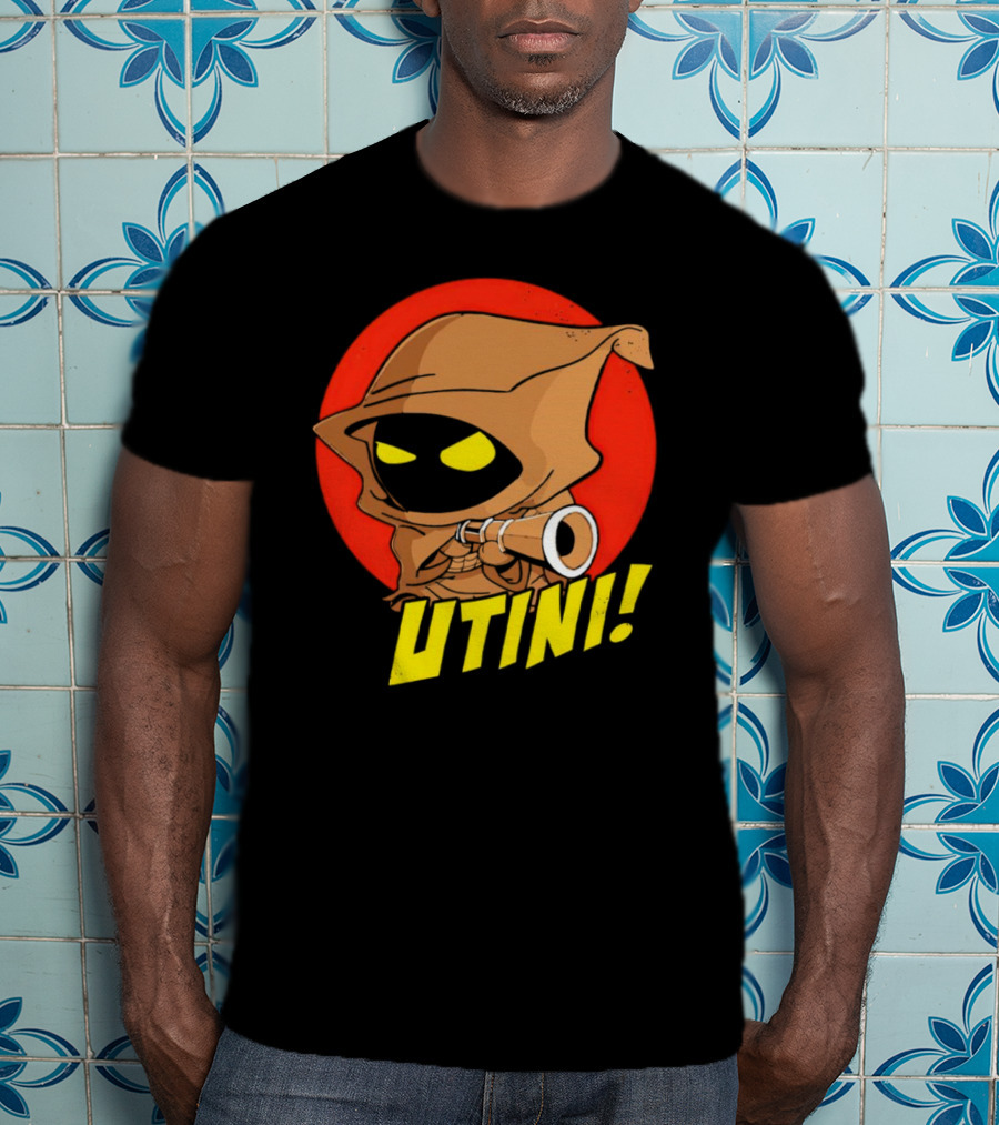 Jawa Star Wars Utini Character With Hood And Yellow Eyes T-Shirt