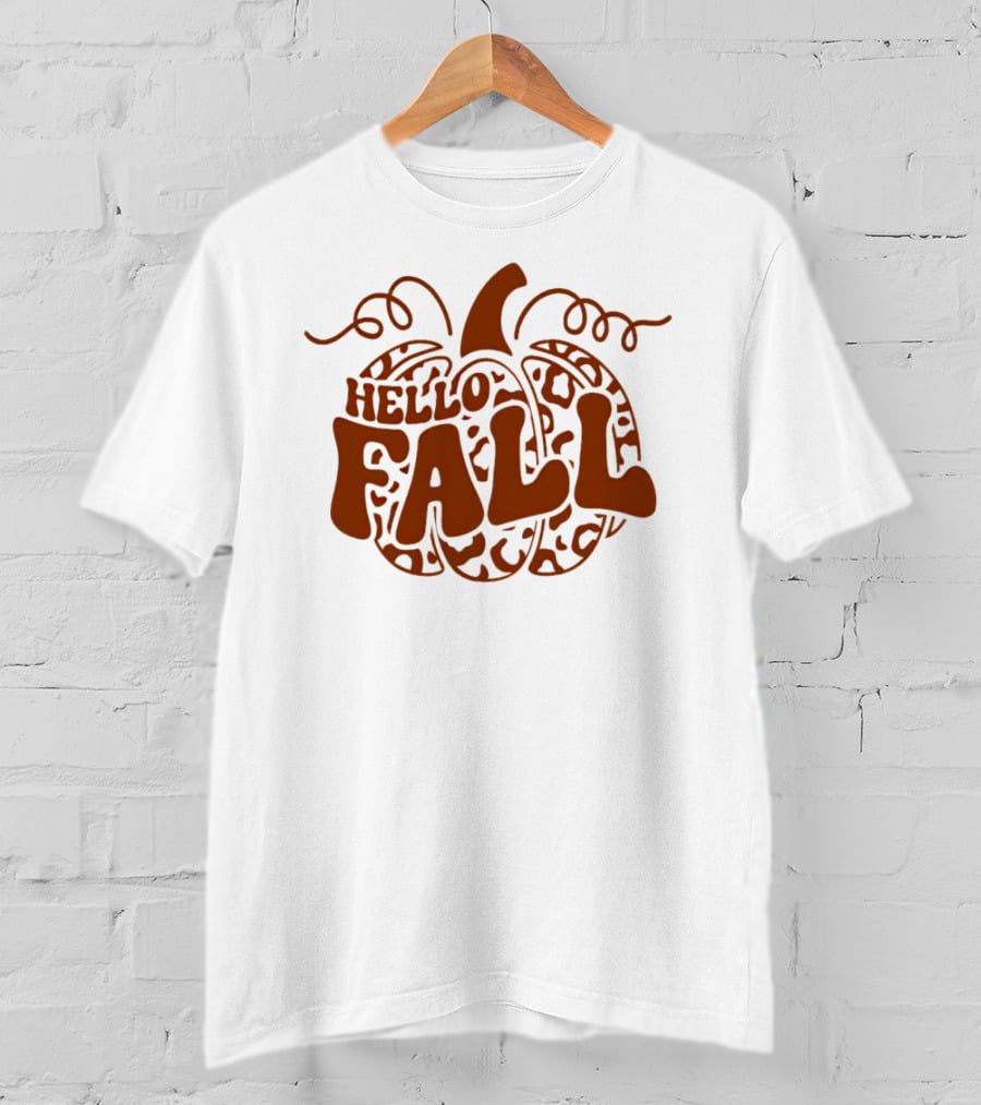 Hello Fall Leopard Pumpkin T-Shirt