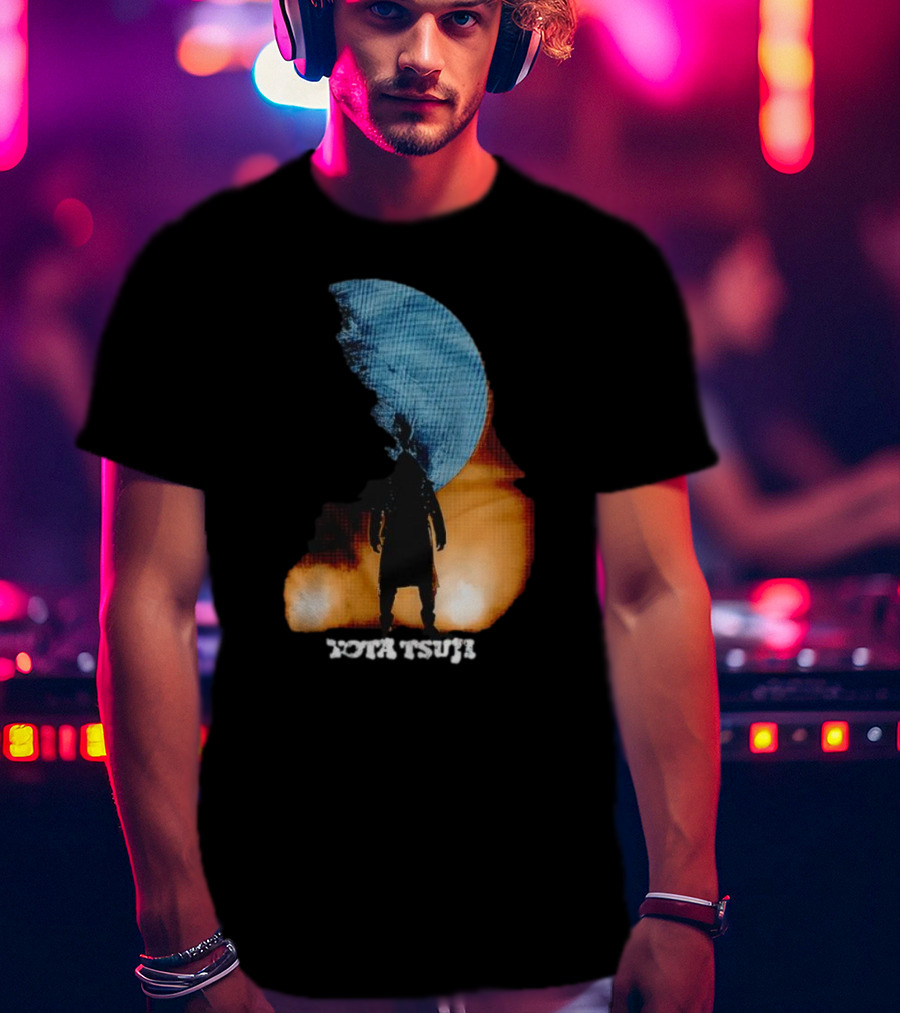 Yota Tsuji Moonrise Silhouette Against Orange And Blue Sky T-Shirt