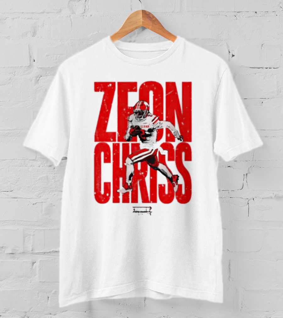 Zeon Chriss Football Caricature In Red Text And Black T-Shirt
