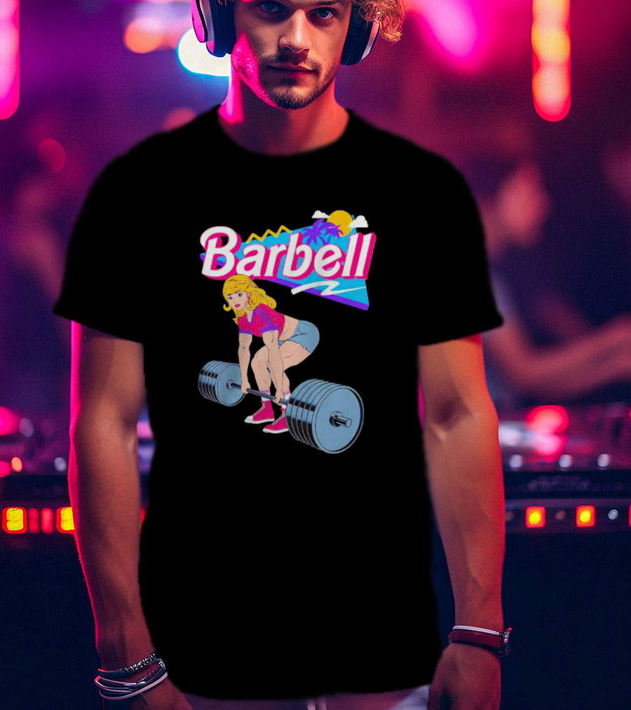 Barbie Barbell Gymer Retro Fitness T-Shirt