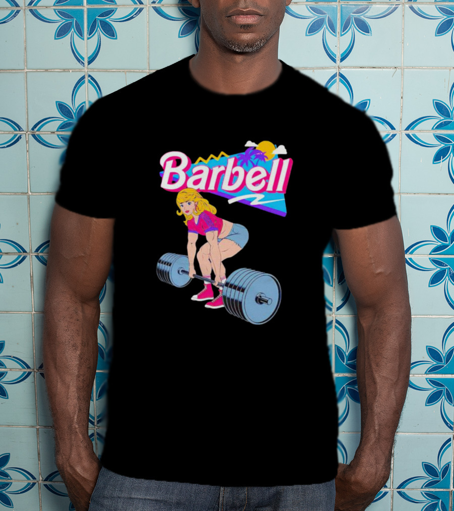 Barbie Barbell Gymer Retro Fitness T-Shirt
