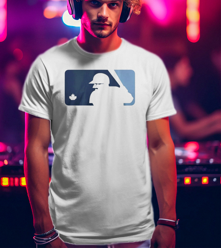 BlueJays Schneider Stache Batter Silhouette With Maple Leaf T-Shirt