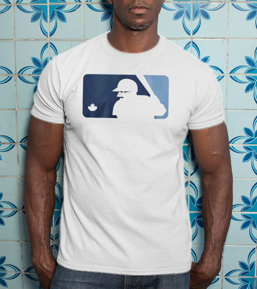 BlueJays Schneider Stache Batter Silhouette With Maple Leaf T-Shirt