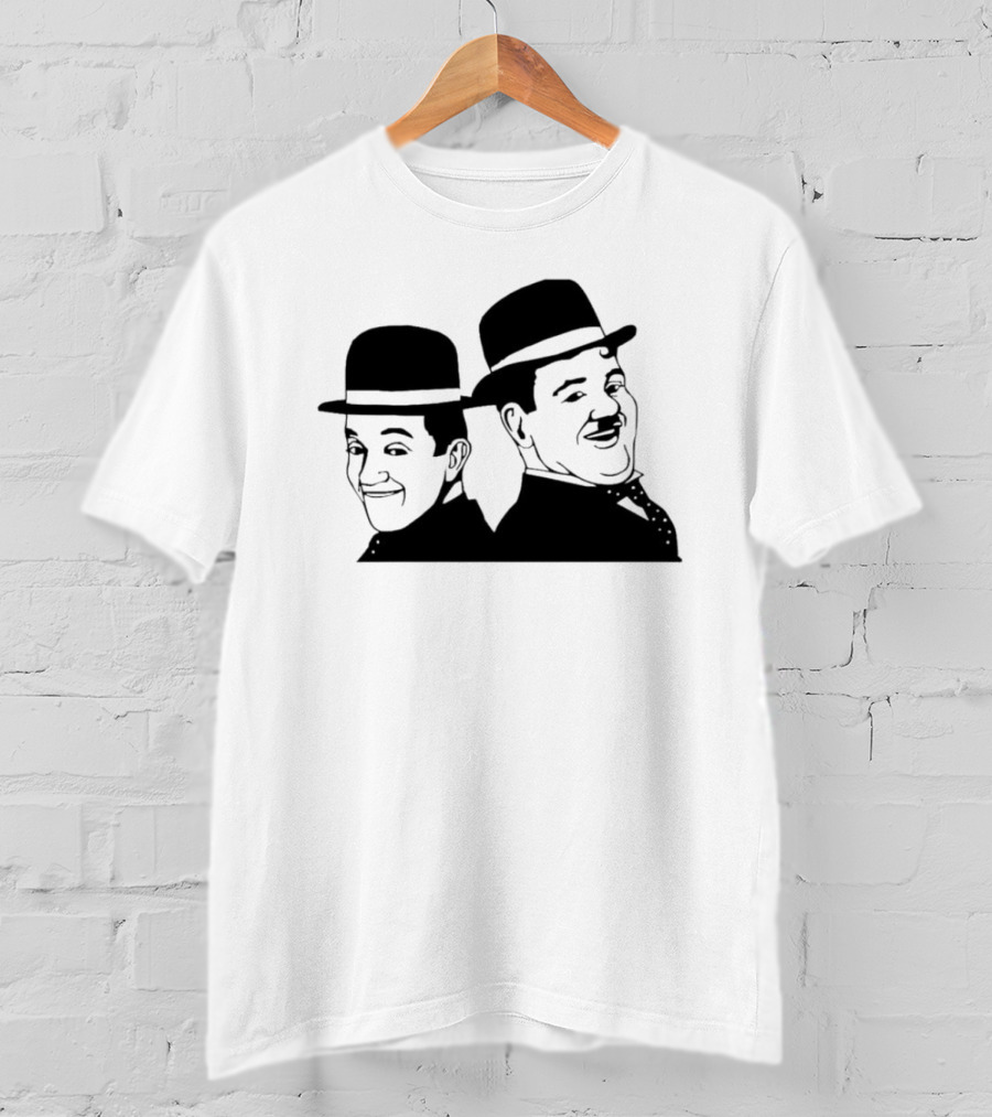 Laurel And Hardy Classic Film Comedy Duo Drawing T-Shirt