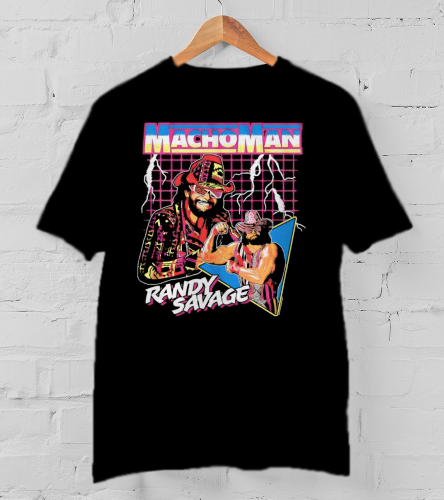 Macho Man Randy Savage Lightning Synthwave 80s Wrestling T-Shirt