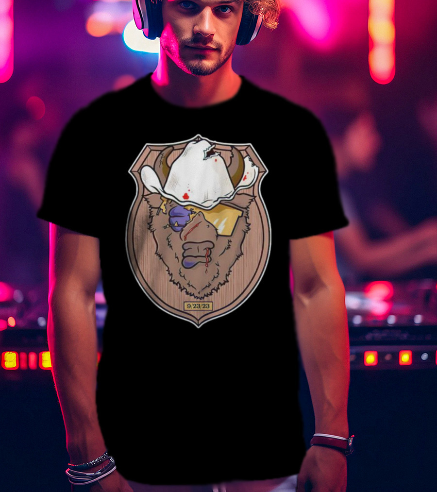 9/23/23 Cowboy Bison Face Shield T-Shirt