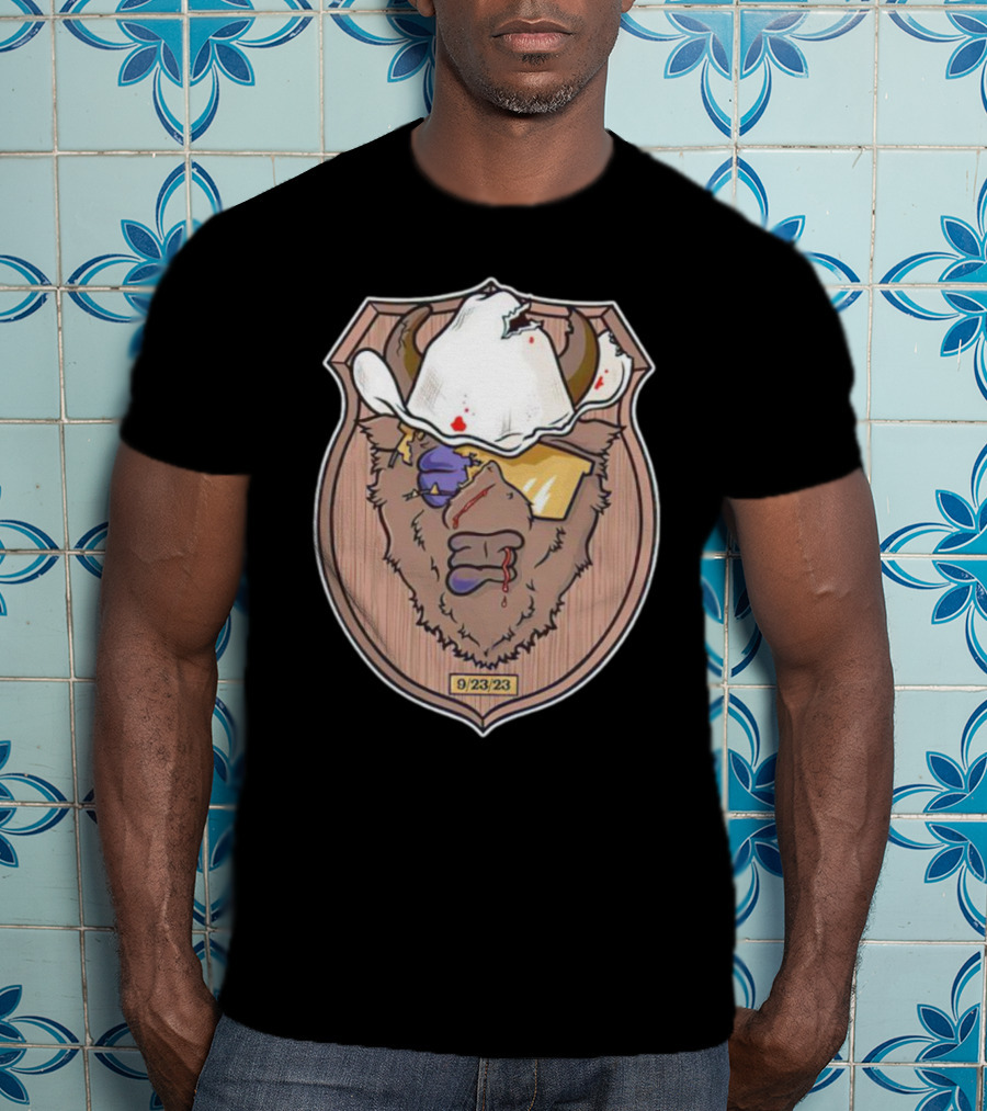 9/23/23 Cowboy Bison Face Shield T-Shirt