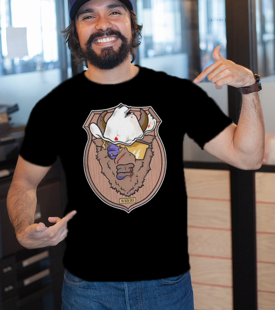 9/23/23 Cowboy Bison Face Shield T-Shirt