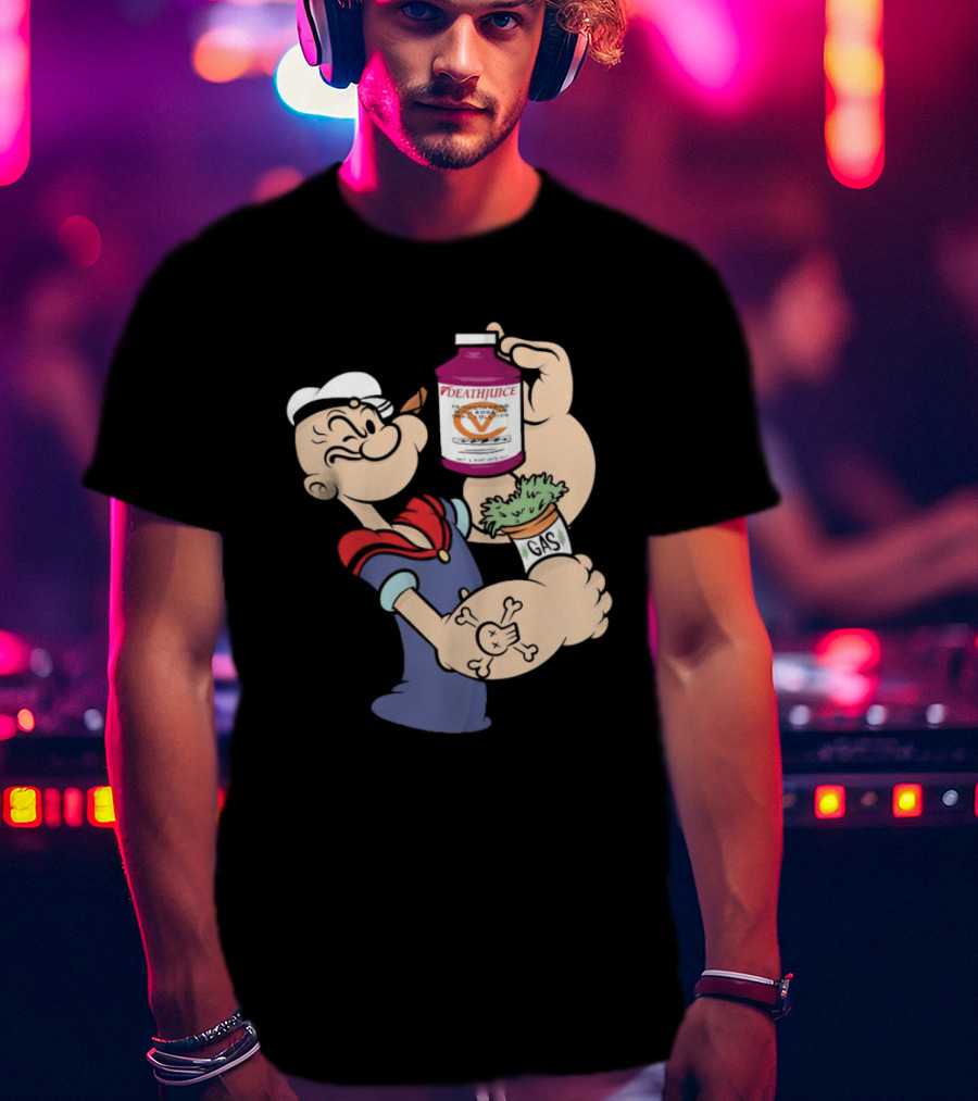 Popeye Death Juice Gas Spinach Tattoo T-Shirt