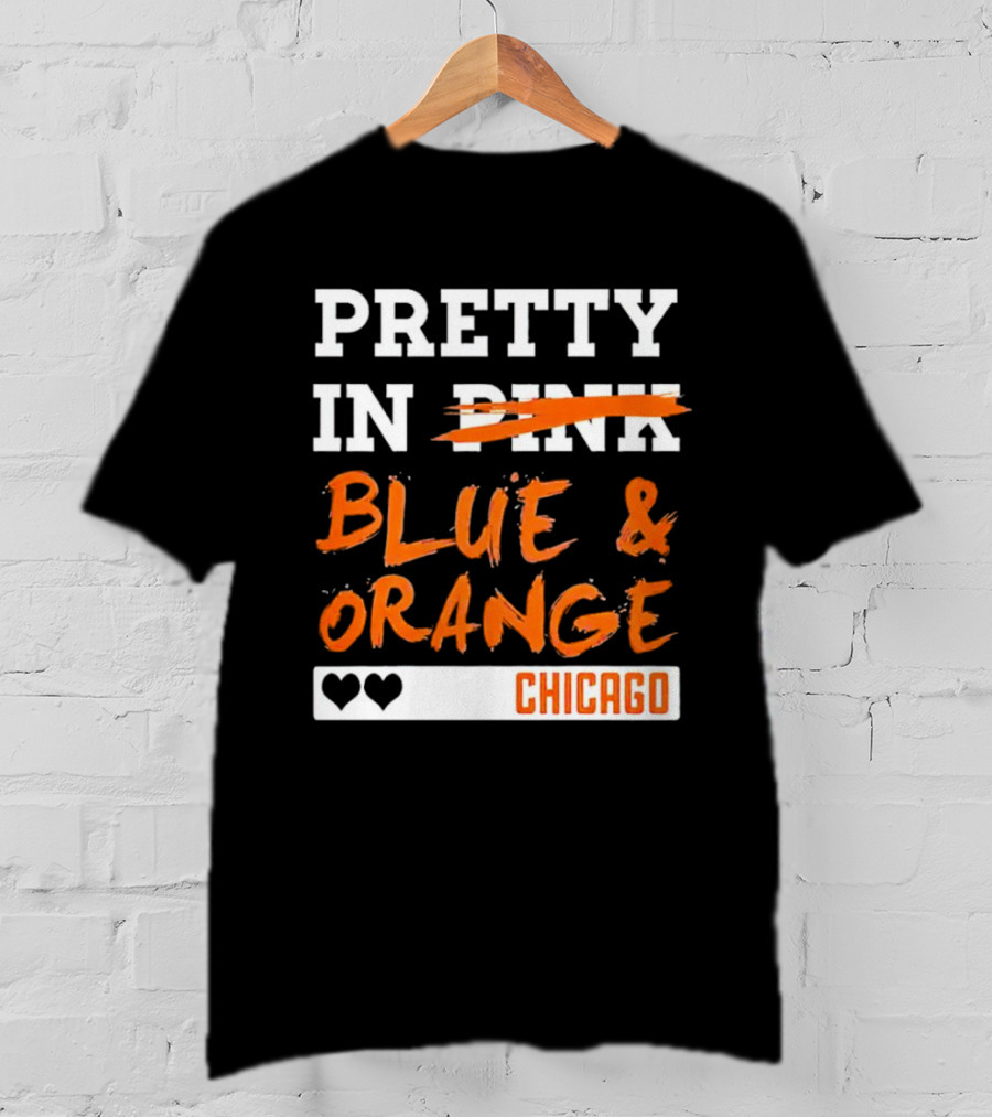 Pretty Blue And Orange Chicago Hearts T-Shirt