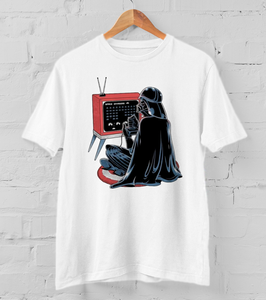 Darth Vader Playing Space Invaders Retro Gaming Scene T-Shirt