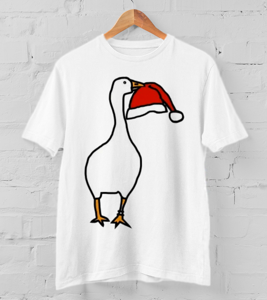Happy Merry Christmas Santa Hat White Goose Steals T-Shirt