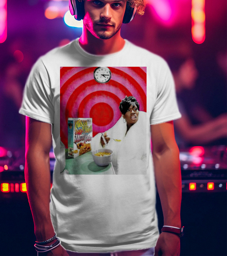 Missy Elliott Flav•O•Fleks Cereal With Red Spiral Clock Background T-Shirt