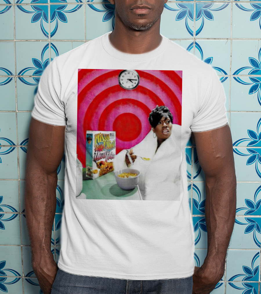 Missy Elliott Flav•O•Fleks Cereal With Red Spiral Clock Background T-Shirt