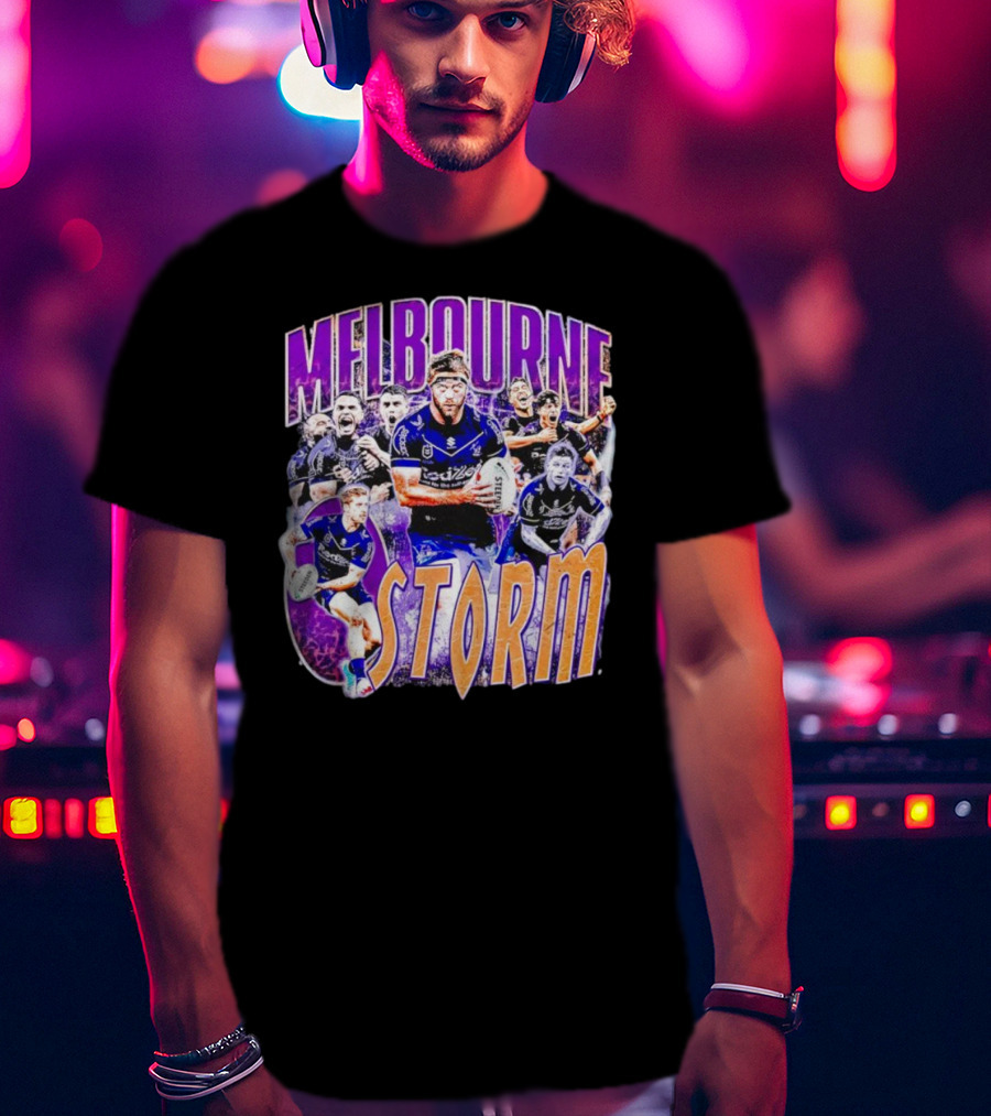 Melbourne Storm Nrl Team Action Collage T-Shirt